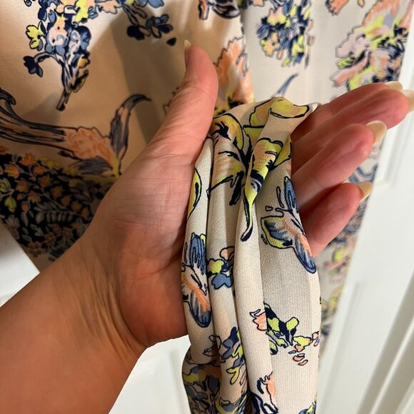 BCBG MAXAZRIA RYEN Medium M Cream Yellow Peach Floral Spring Pants POSH58 - Picture 6 of 16